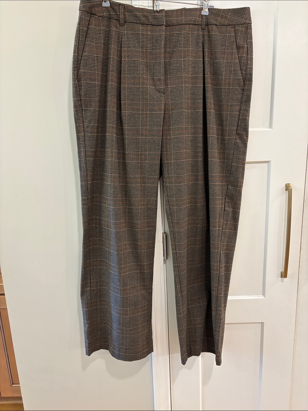 Old Navy Taylor Wide Leg Brown Plaid Trousers - Women's Pants